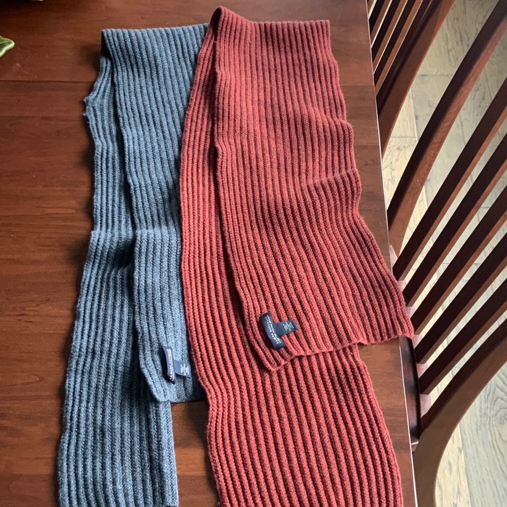 Banana Republic Gray and Rust Ribbed Scarves
